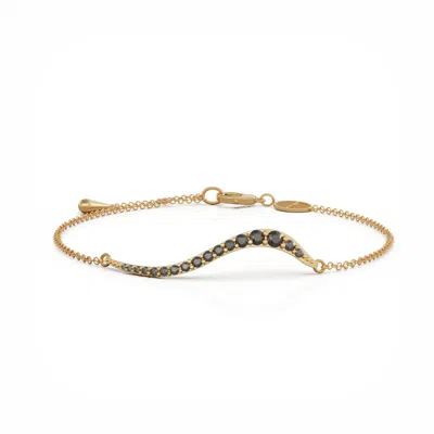 Linda Fiore Women's Gold / Black Swirl Bracelet Gold Vermeil With Onyx Cz