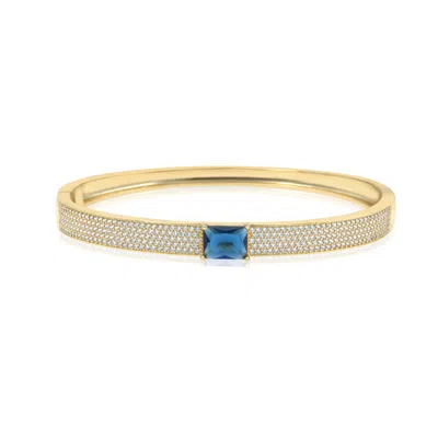 Shymi Women's Gold / Blue Pave Bangle With Stone - Gold & Blue