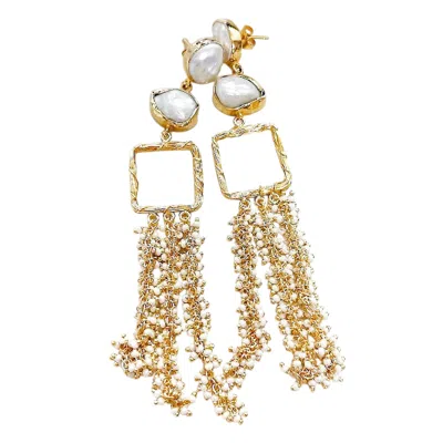 Sibylla Delphica Women's White Gold Drop Pearls Cluster - Waterfall