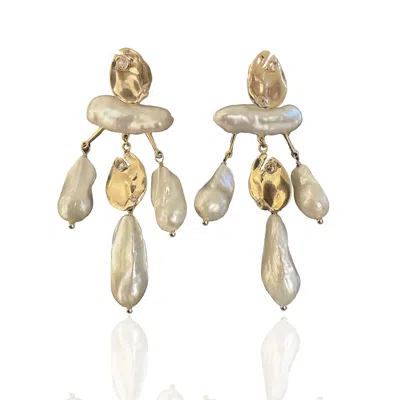 Rare Matters Jewelry Women's White Celestial Cascade Baroque Pearl Earrings