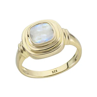 Auree Jewellery Women's White California Cushion Moonstone Gold Vermeil Ring