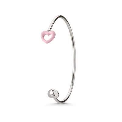 Dolcetto Designs Women's Pink / Purple / Silver Cometa Enamel Heart Bangle - Recycled Silver