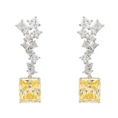Latelita Women's Yellow / Orange / Silver Diana Lemon Topaz Drop Earrings Silver
