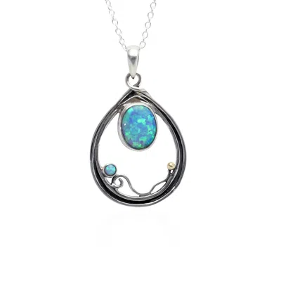 Isla Silver Women's Blue / Silver Handmade Silver Blue Fire Opal Necklace