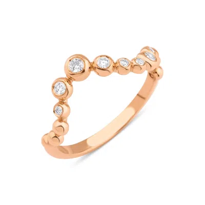 Melez Mini Atelier Women's Gold / Rose Gold / White Wavy Bubble Ring - Solid Rose Gold With Diamonds