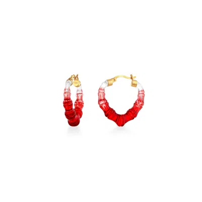 Gold & Honey Women's Red / Gold Mini Red Heart Bamboo Hoop Earrings