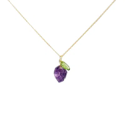 I'mmany London Women's Pink / Purple Organic Gemstone Fruit Pendant Necklace, Amethyst Grapes