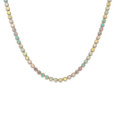 La Kaiser Women's Silver Opal Ombre Tennis Necklace
