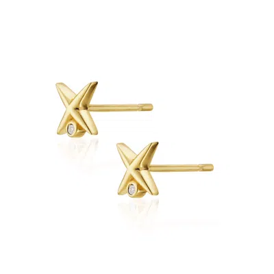 Alura Copenhagen Jewellery Women's White / Gold Grace Star Earstuds With Single Zirconias