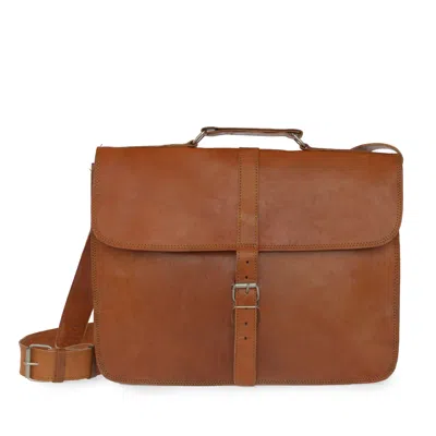 Vida Vida Men's Brown Vida Vintage Classic One Buckle Leather Messenger Bag