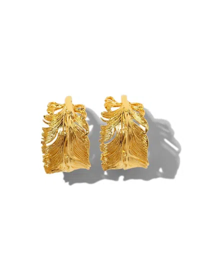 Jaredjamin Women's Gold Plume Hoop Post Earrings