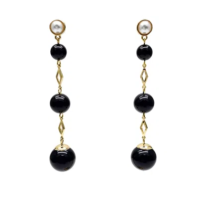 Farra Women's Black Obsidian Dangle Earrings