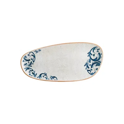 Turgla Home Blue / White Viento Organic Decorated Porcelain Platter