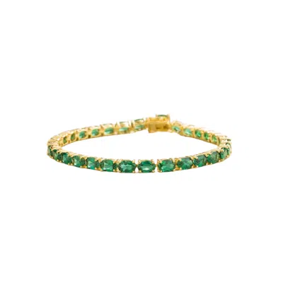 Juvetti Women's Green / Gold Salto Gold Tennis Bracelet Set With Emerald Gemstones