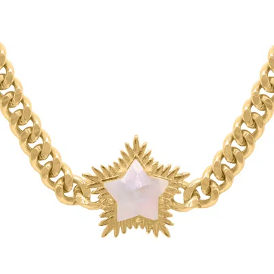 Luna Charles Women's Gold / White Odette Moonstone Spiky Star Choker Necklace
