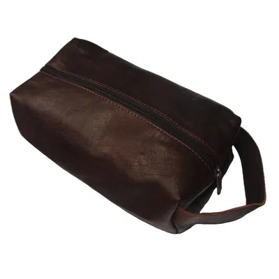 Berber Leather Leather Wash Bag In Brown