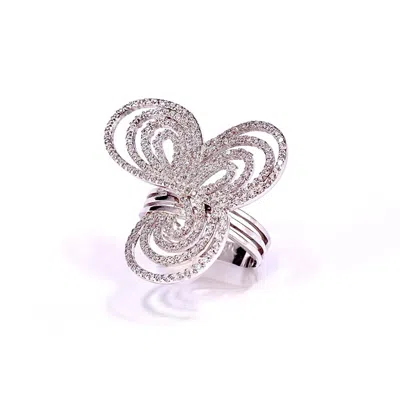 Mineralgems ✩ Studio Women's Clover Silver Ring With Cubic Zirconia