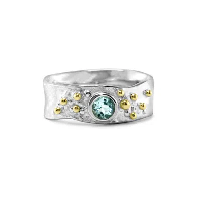 Isla Silver Women's Gold / Blue / Silver Blue Topaz Ring With Sterling Silver