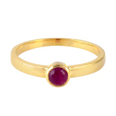 Artisan Women's Gold / Pink / Purple Round Ruby Gemstone Band Ring In Yellow Gold