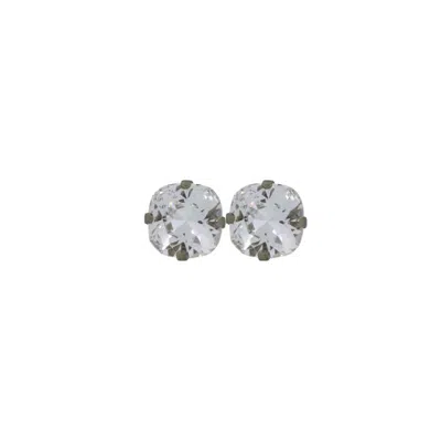 Vickisarge Women's Neutrals The Large Clear Stud In Platinum