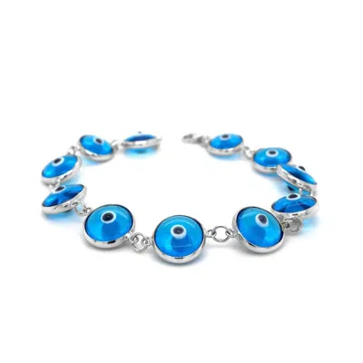 Jewelsty Fine Jewelry Women's Blue / Silver Silver Translucent Blue Eternal Evil Eye Bracelet