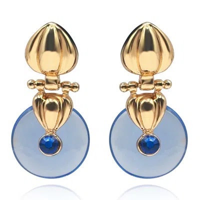 Michael Nash Jewelry Women's Blue Gold Drop Earring With Sapphire Resin Drop