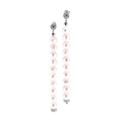 Mineralgems ✩ Studio Women's White / Silver Pearl Thread Earrings