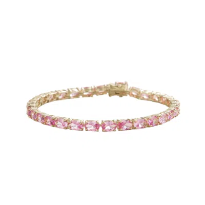 Juvetti Women's White / Silver / Pink Salto White Gold Tennis Bracelet Set With Pink Sapphire