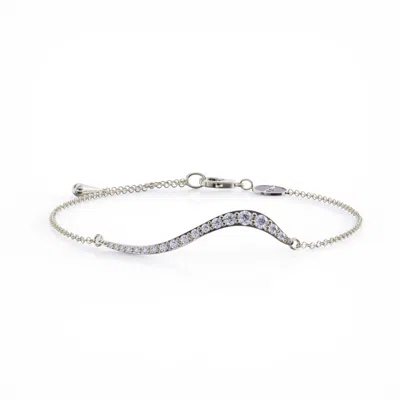 Linda Fiore Women's White / Silver Swirl Bracelet Silver With Clear Cz