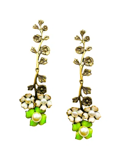 The Pink Reef Women's Green  Trellis Earrings In Lime