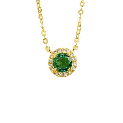 Juvetti Women's White / Gold / Green Mars Gold Necklace Set With Emerald & Diamond