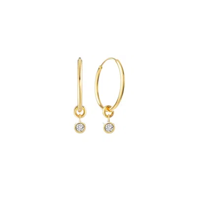 Lily Flo Jewellery Women's Gold Round Diamond Bezel Hoop Earrings