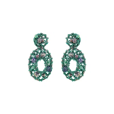 Lavish By Tricia Milaneze Women's Green / Pink / Purple Neon Turquoise Mix Moira Drop Handmade Earrings