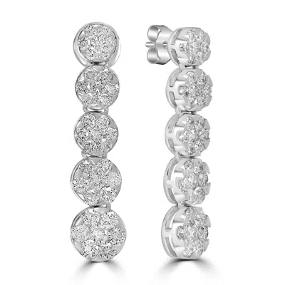 Artisan Women's Genuine Diamond Designer Dangle Earrings In White Gold