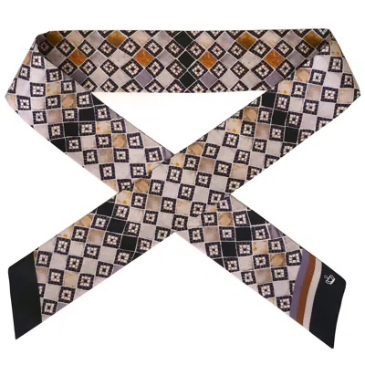 Kueen Women's Black / Brown / Grey Silk Scarf - San Marco - Tiny Thins