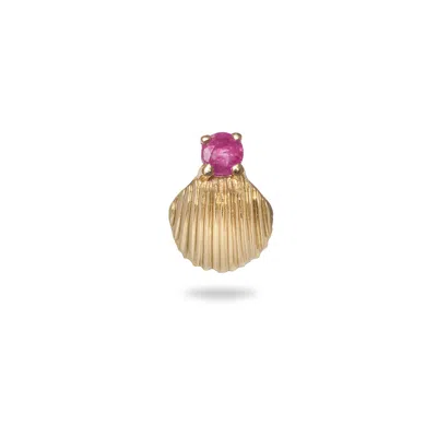 Zohreh V. Jewellery Women's Gold / Red Ruby Shell Flat Back Earring 9k Gold
