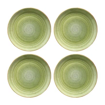 Turgla Home Therapy Round Green Porcelain Platter, Set Of Four
