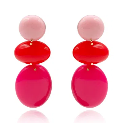 Michael Nash Jewelry Women's Pink / Purple / Yellow Triple Drop Resin Pink And Orange And Fuschia Drop Earrings