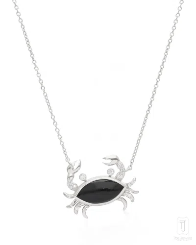 The Jewelz Women's Neutrals / Silver / Black Crab Flow – Black Onyx Pendant Necklace  For Gifting