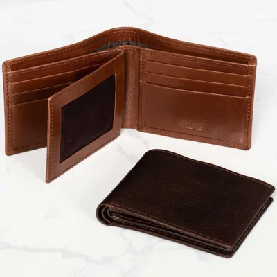 Hides Leather Co. Men's Brown Classic Full-grain Wallet, Handmade Id And Card Organizer