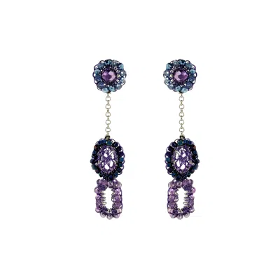 Lavish By Tricia Milaneze Women's Pink / Purple / Blue Neon Purple Mix Tyche Mini Handmade Crochet Earrings