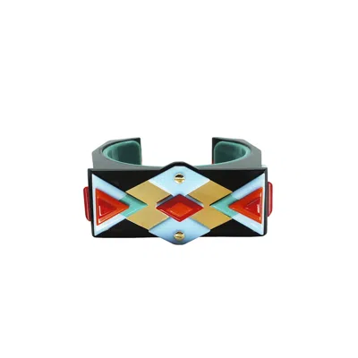 Gissa Bicalho Women's Handmade Acrylic Bracelet Kuntur/ Turquoise Green