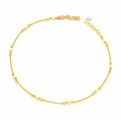 Unaloe Women's Elegant Soft Choker With Nine Natural Pearls And Gold-plated Silver Details