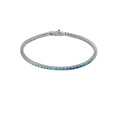 Spero London Women's Blue / Silver Sterling Silver Blue Gradient Fine Tennis Bracelet