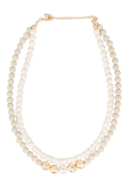 Saachi Women's White Beaded Layered Gold And Silver Necklace
