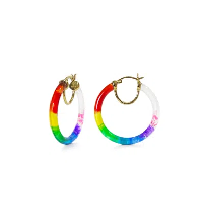 Gold & Honey Women's Rainbow Tie Dye Thin Hoop Earrings