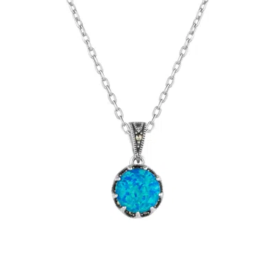 Spero London Round Opal High Quality Sterling Silver Pendant Necklace