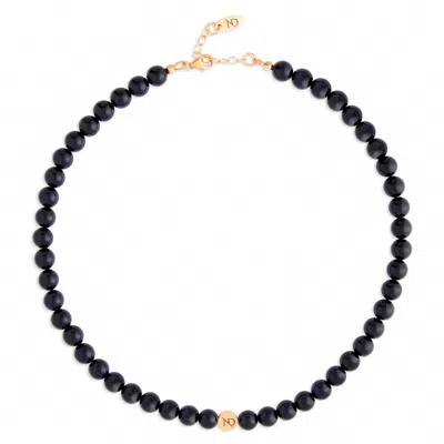 N'damus London Men's Black Onyx Gemstone Necklace & Gold Chain