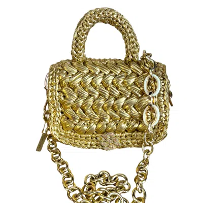 Sibylla Delphica Women's Gold Metallic Crochet Clutch Bag - Medea