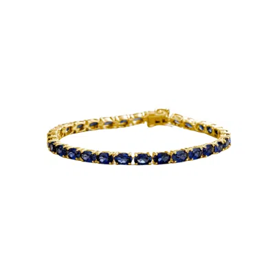 Juvetti Women's Gold / Blue Salto Gold Tennis Bracelet Set With Blue Sapphire